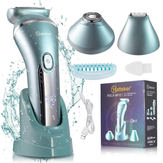 Lady Shaver 3 in 1 Hair Removal Epilator Electric Shaver for Legs Arm USB Rechargeable Razor Wet&Dry Cordless for Woman