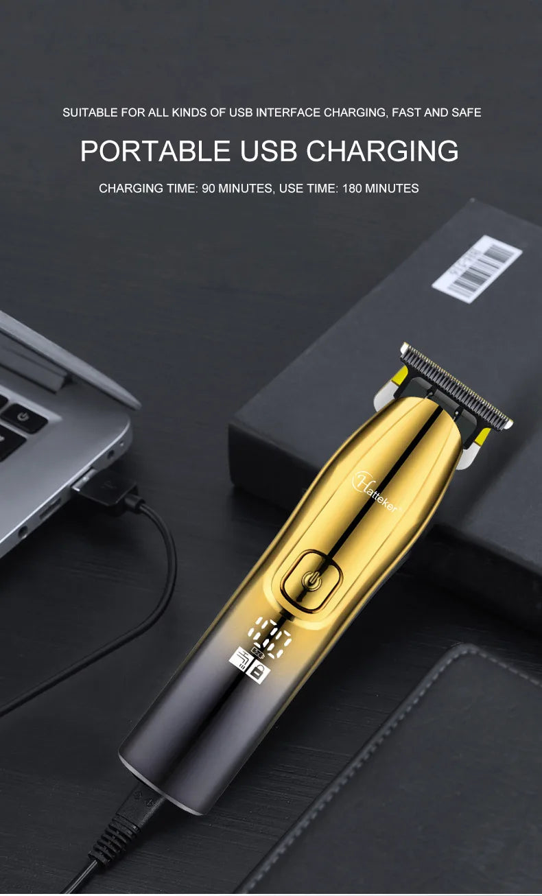 Hatteker Professional Hair Cutter Kit Barber Shop Strong Power Hair Clippers Rechargeable Beard Trimmer 3 Pieces Suit