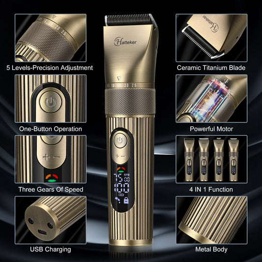 Hatteker Intelligent Electric Four in One Haircut Trimming Carving Shaving Hair Clippers