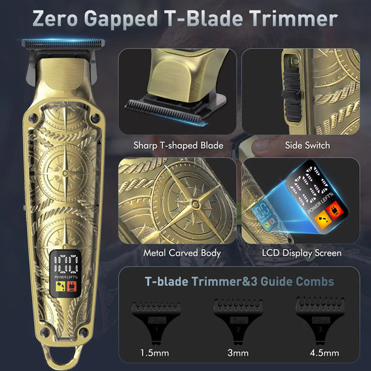 Hatteker Professional Hair Clippers for Men 3 Pieces Suit Hair Machine Electric Cordless Barbershop Hair Trimmer