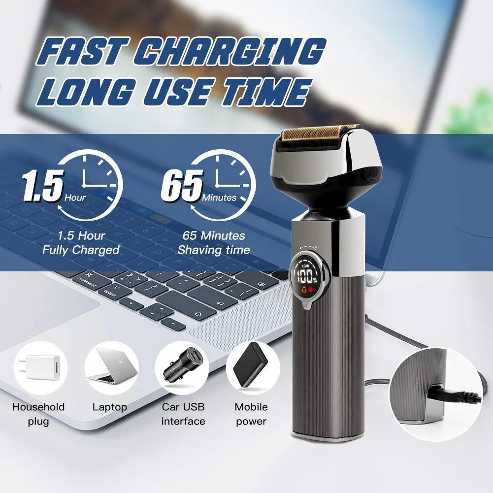 Electric shaver 3 in 1 beard grooming set for men waterproof cordless hair trimmer USB charging nose trimmer - HATTEKER