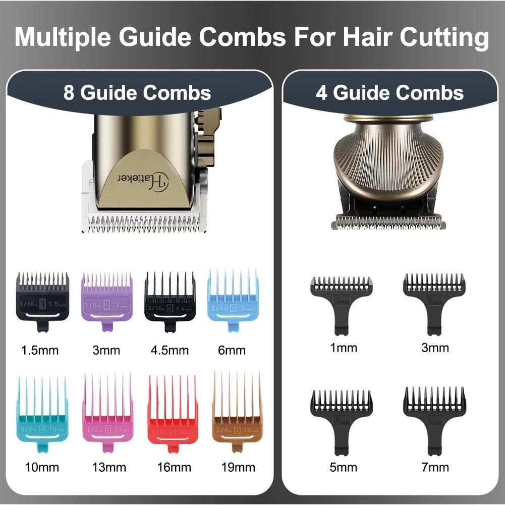 HATTEKER men hair clipper 2 set T blade hair barber clippers gentleman hair cutting machine bronze cordless hair trimmer - HATTEKER
