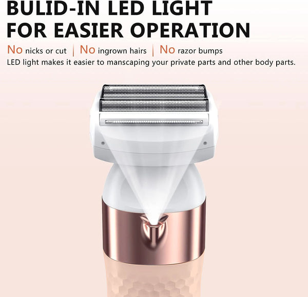 Electric Hair Removal for Women 3 in 1 Epilator Shaver for Legs Arms Underarms Bikini Public Hair Wet Dry Rechargeable