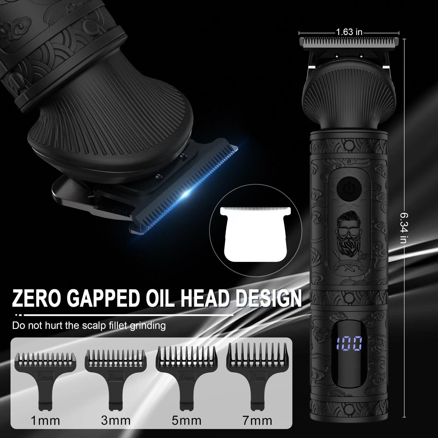 HATTEKER hair trimmer all in one 7 blades changeable Electric Baber Haircut body nose trimmer set - HATTEKER