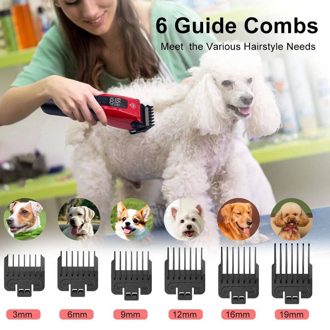 Professional Pet Hair Clipper - Rechargeable Low-Noise Grooming for Dogs & Cats, Ceramic Blade - HATTEKER