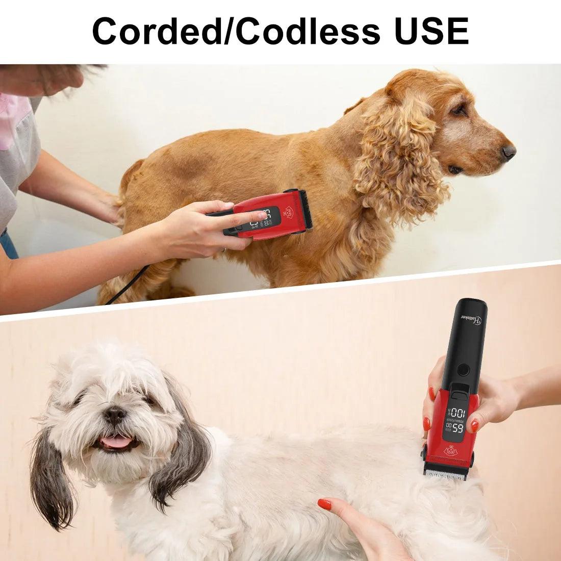 Professional Pet Hair Clipper - Rechargeable Low-Noise Grooming for Dogs & Cats, Ceramic Blade - HATTEKER