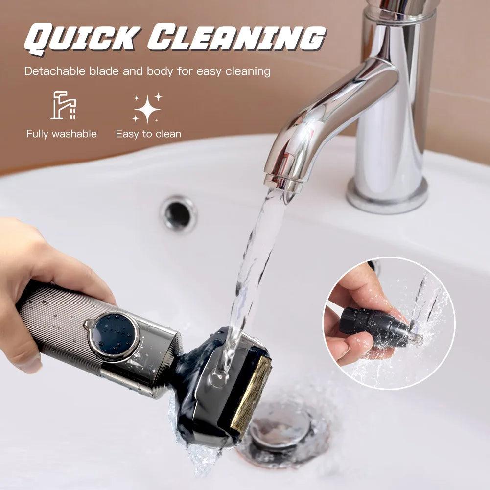 Electric shaver 3 in 1 beard grooming set for men waterproof cordless hair trimmer USB charging nose trimmer - HATTEKER