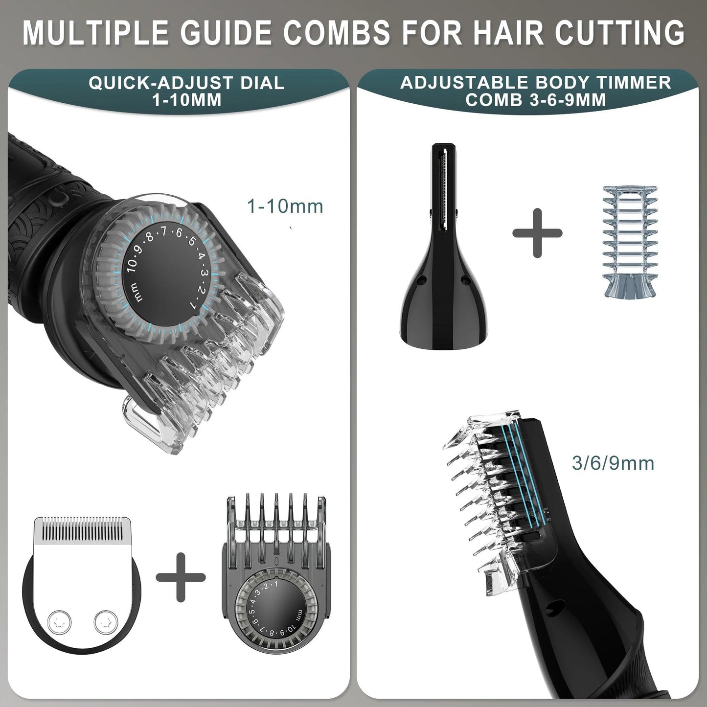 HATTEKER hair trimmer all in one 7 blades changeable Electric Baber Haircut body nose trimmer set - HATTEKER