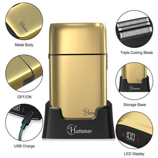 Hatteker Men's Electric Shaver - Powerful Triple-Blade Razor for Beard & Bald Shaving - HATTEKER