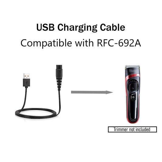 Hatteker USB charging cable connected to trimmer RFC-692A compatible