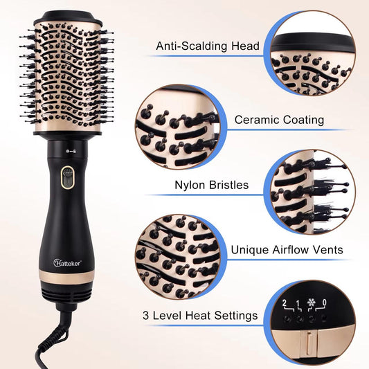 Hatteker 4 in 1 Air Hair Style Curler Styling Tools Hair Dryer Brush Hot Comb Electric Hair Straightener