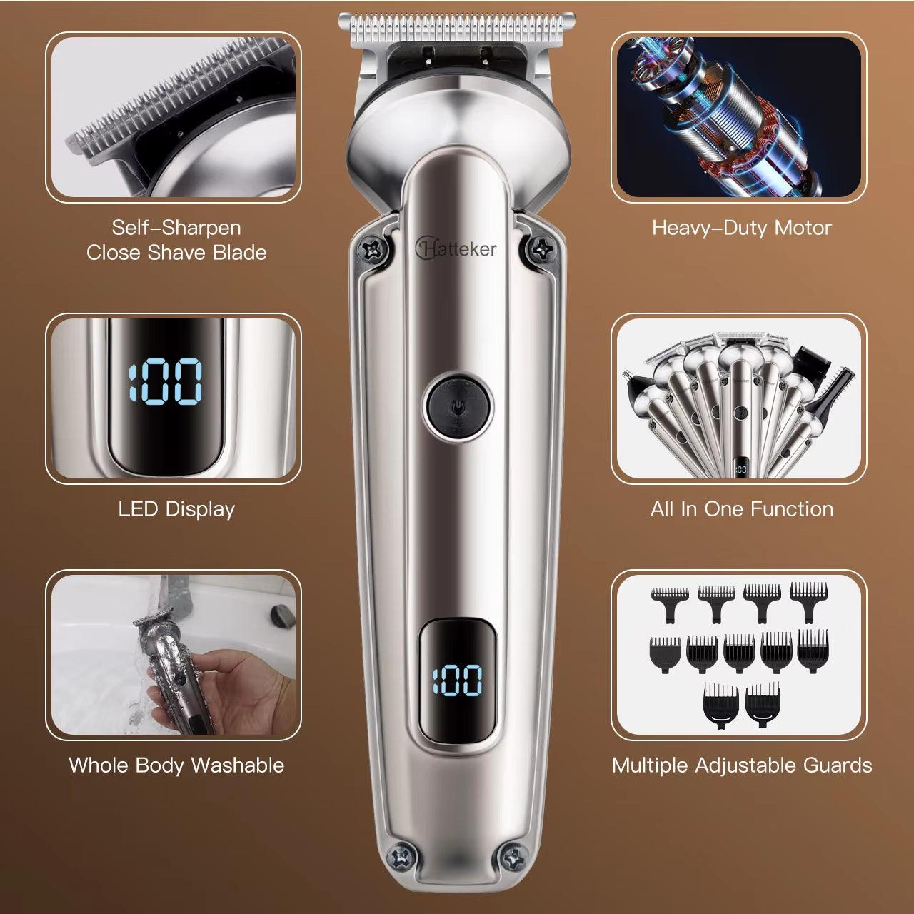 7 in 1 Beard Trimmer Kit for Men Professional Hair Clippers T-Blade Trimmer Nose Trimmer Beard Hair Shaver