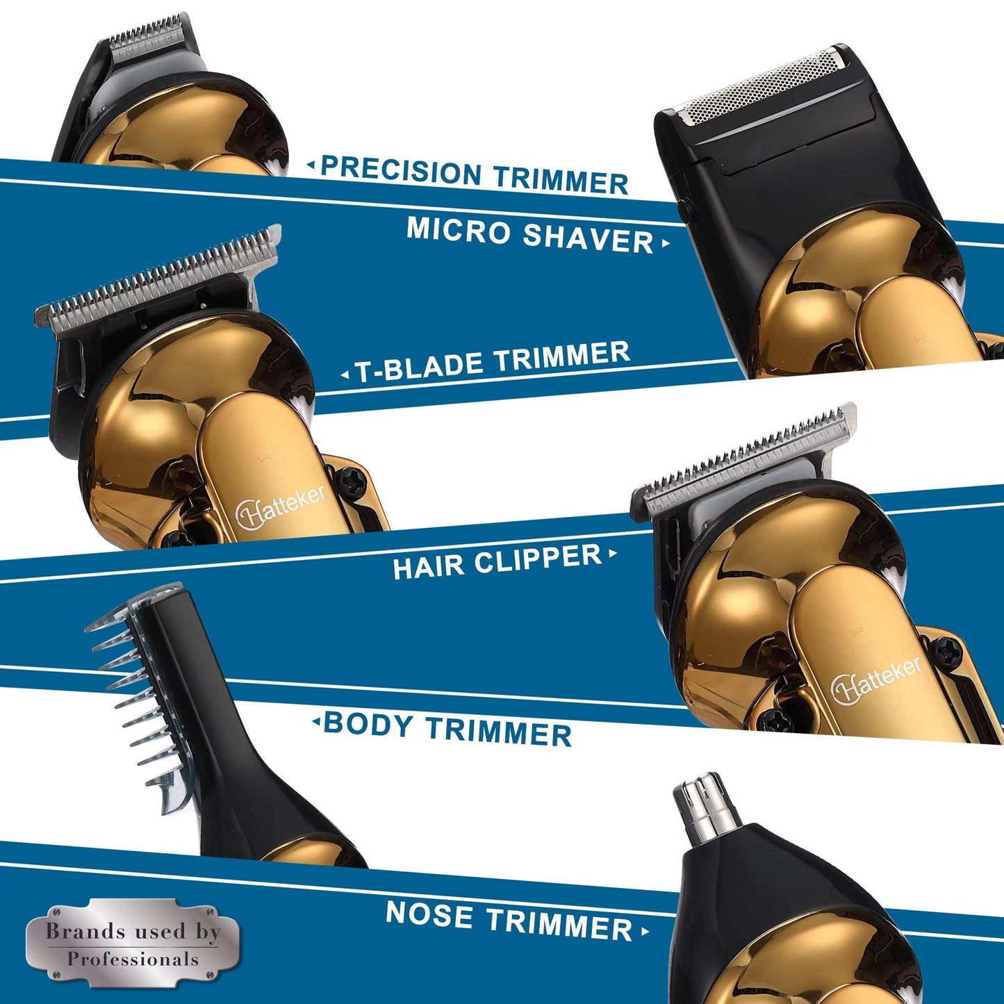 6 in 1 Electric Hair Clippers Men Oil Head Carving Professional LED Hair Trimmer