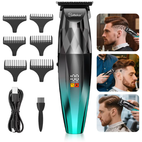 Hatteker HT-6126 Cordless Professional Electric Hair Clippers Beard Trimmer Styler LED Digital Display Hair Clippers for Men