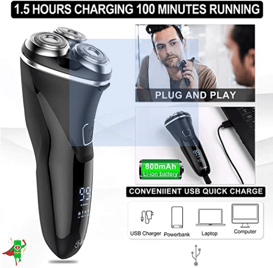 Hatteker Electric Razor Professional Rechargeable Rotary with Pop-up LED Display - HATTEKER