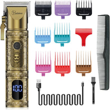Load image into Gallery viewer, Hatteker Professional Cordless Rechargeable Hair Trimmer Eletric Beard Shaver Barber Gromming Kit LED Display (Gold)
