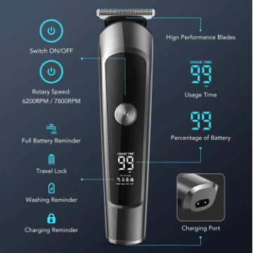 HATTEKER Pro Clipper Full Body Trimmer Razor 6 In 1 Beard Shaver Nose trimmer - HATTEKER