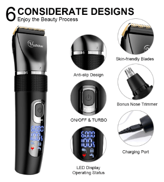 HATTEKER Pro Hair Clipper Multifunction Stainless steel Blade Hair Trimmer Nose Hair Beard - HATTEKER