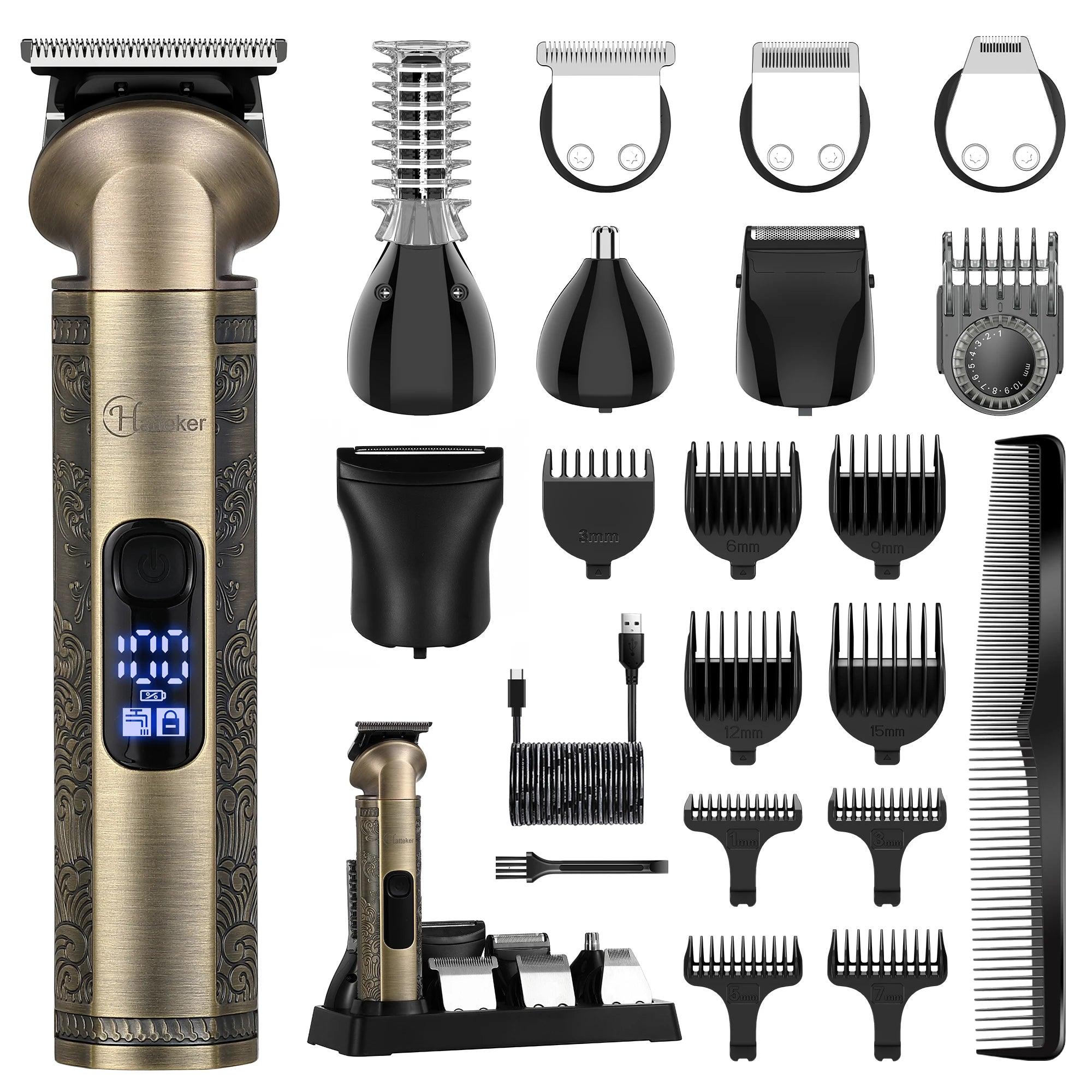 HATTEKER all in one electric hair trimmer 7 blades hair clipper