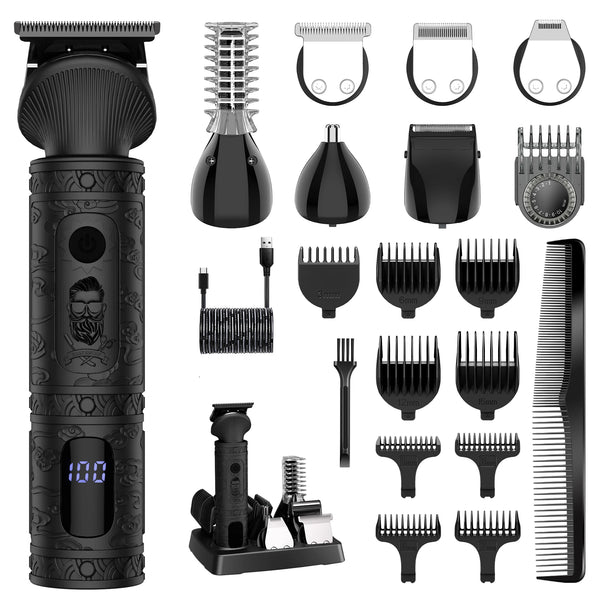 HATTEKER hair trimmer all in one 7 blades changeable Electric Baber Haircut body nose trimmer set