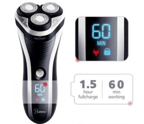 HATTEKER Facial Electric Razor for Men Wet Dry Rotary - HATTEKER