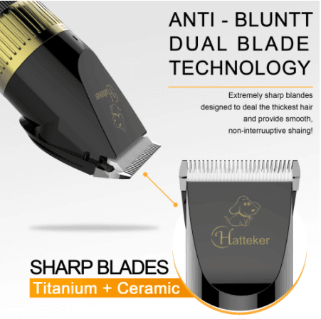 HATTEKER Professional Electric Dog Hair Cutter High Power Pet Cat Clipper - HATTEKER