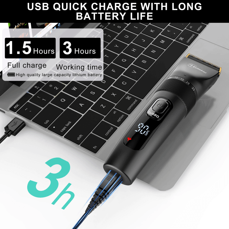 HATTEKER Hair Clipper Professional Waterproof grooming kit 3 in1 USB charging Haircut RFC-69503 - HATTEKER