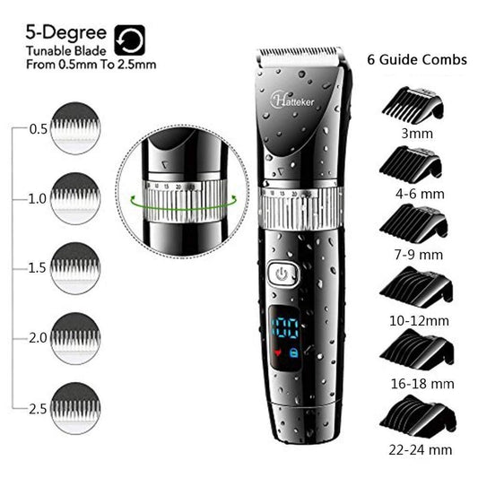 HATTEKER Professional Electric Hair Clipper Waterproof LED Display RFC-69001 - HATTEKER