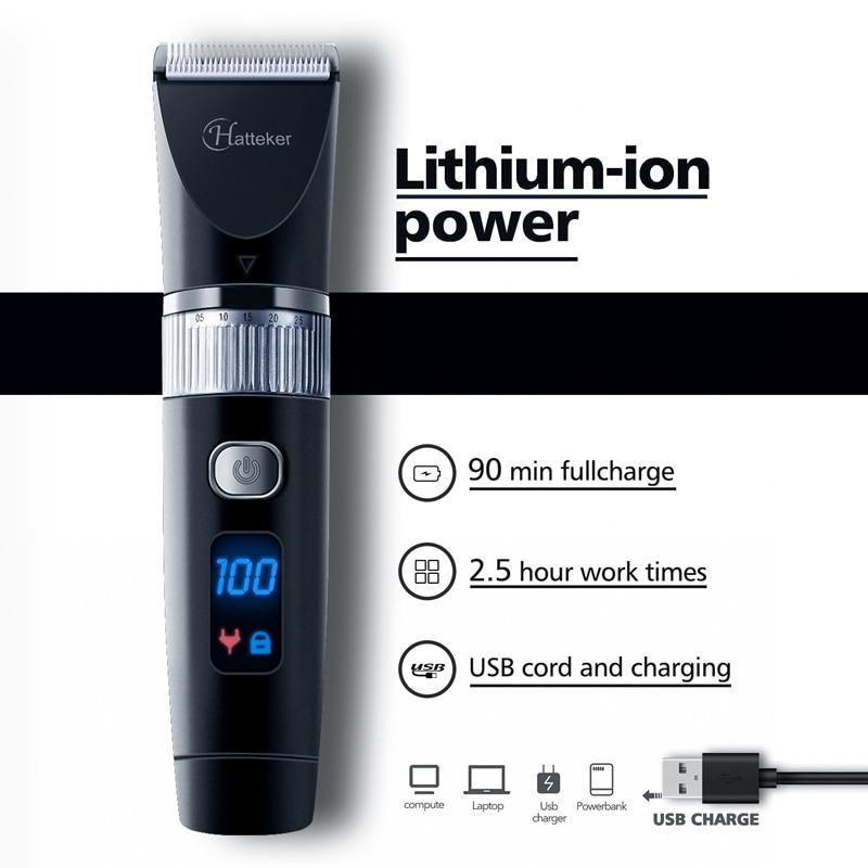 HATTEKER Professional Electric Hair Clipper Waterproof LED Display RFC-69001 - HATTEKER