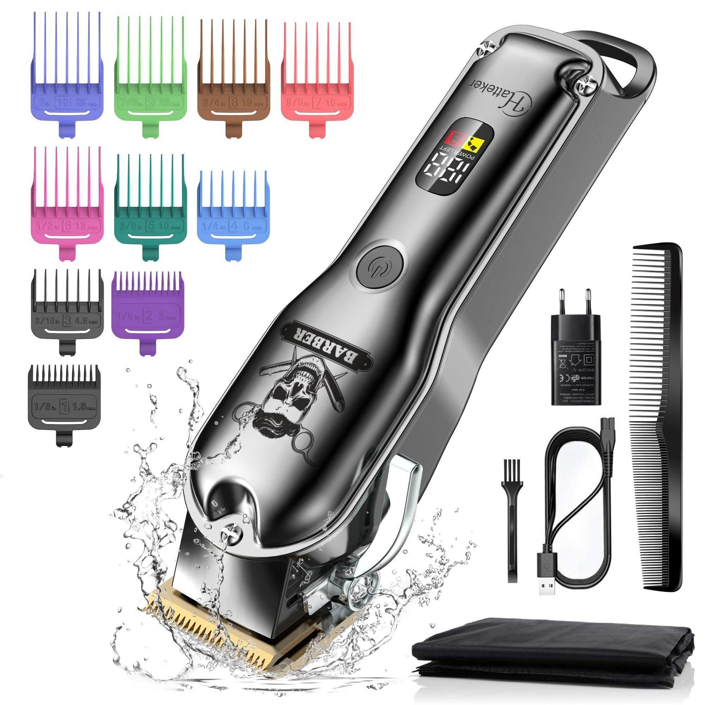 HATTEKER Hair Clipper Mens Beard Trimmer Professional Cordless Rechargeable 696C - HATTEKER