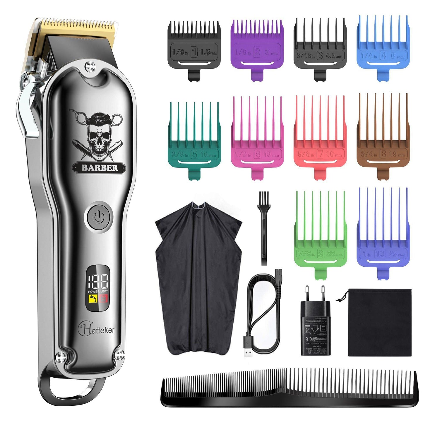 HATTEKER Hair Clipper Mens Beard Trimmer Professional Cordless Rechargeable 696C - HATTEKER