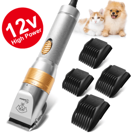 HATTEKER  12V High Power Pet Clipper Electric Grooming Trimmer Haircut Shaver - HATTEKER