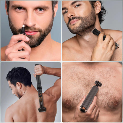 New 4 in 1 Men Personal Groomer Long Detachable Handle Grooming Kit Body Hair Trimmer and Shaver for Men