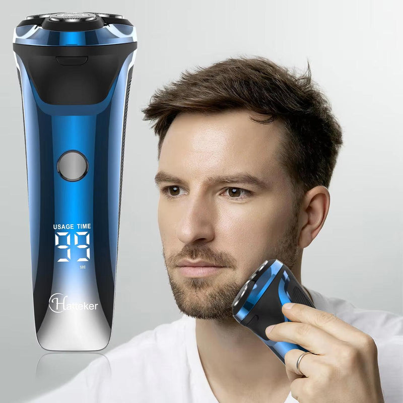 Hatteker Men Beard Trimmer Rotary Waterproof USB Charging Shaving Machine Electric Shaver Beard Trimmer