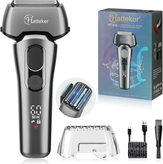 Hatteker 4 in 1 body hair trimmer dual head waterproof IPX7 grooming kit