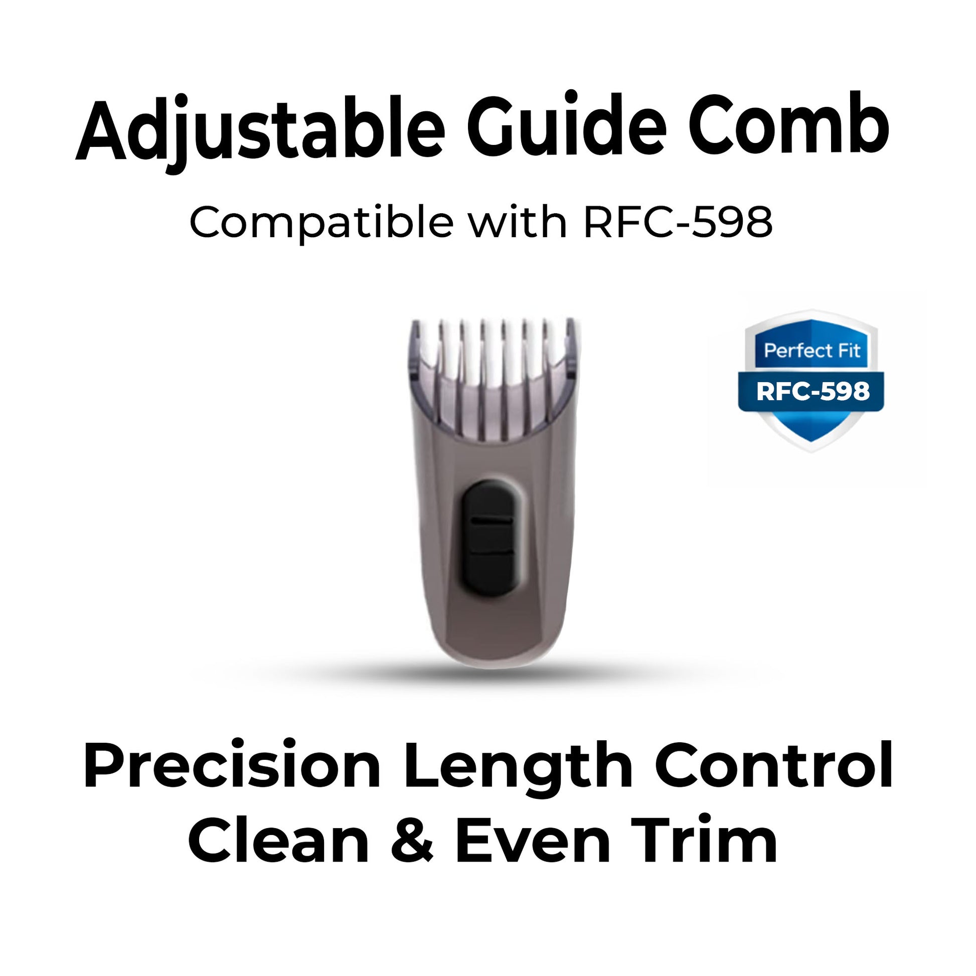 Hatteker RFC-598 adjustable guide comb attached to trimmer for precise cutting length