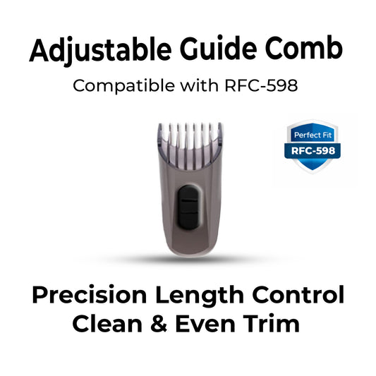 Hatteker RFC-598 adjustable guide comb attached to trimmer for precise cutting length