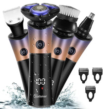 Load image into Gallery viewer, Hatteker Electric Shaver Mens Floating Rotary Blades Waterproof Rechargeable Professional 4 in 1 Facial Care Shaver
