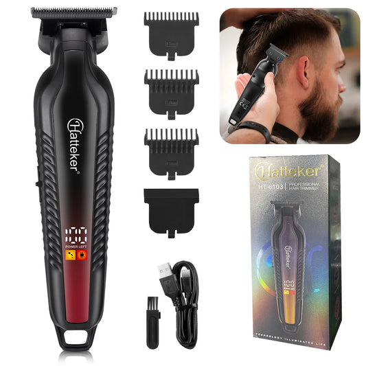 Hatteker Professional Beard Cutting Kit for Barbers Cordless USB Charging Hair Trimmer Clippers