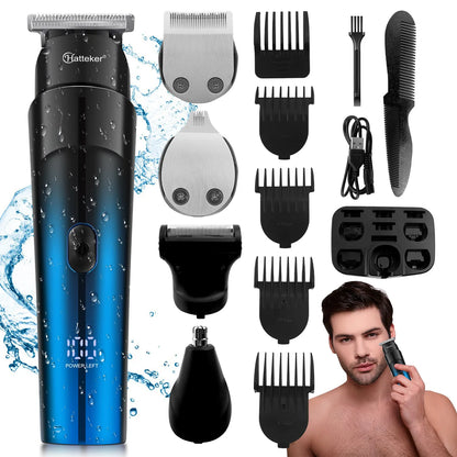 Hatteker Professional 5 in 1 Multi-functional Men's Grooming Kit Hair Clippers Beard Trimmer for Men Body Nose Trimmer