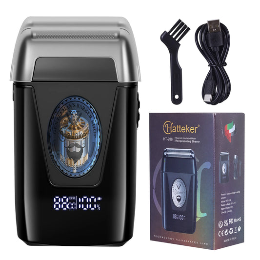 HATTEKER HT-936 Men's Dual Foil Electric Shaver 2-Head Rechargeable Hair Clippers  Trimmer for Close Shave