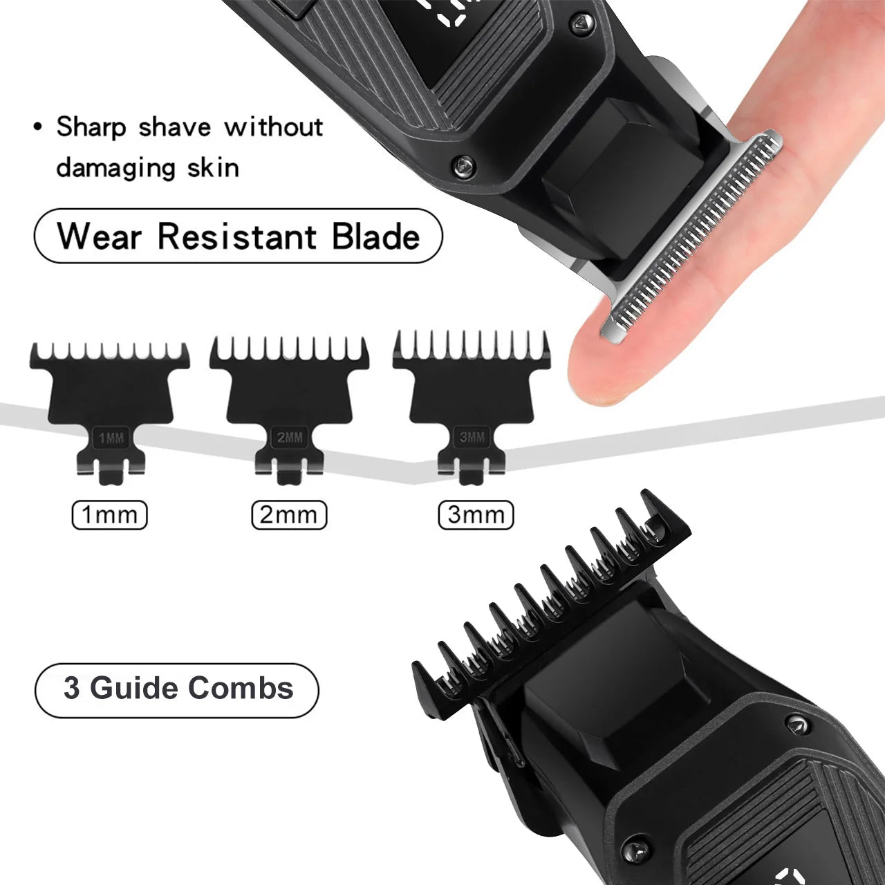 Hatteker Black Professional Electric LCD USB Chargeable Oil-head Hair Trimmer Clippers