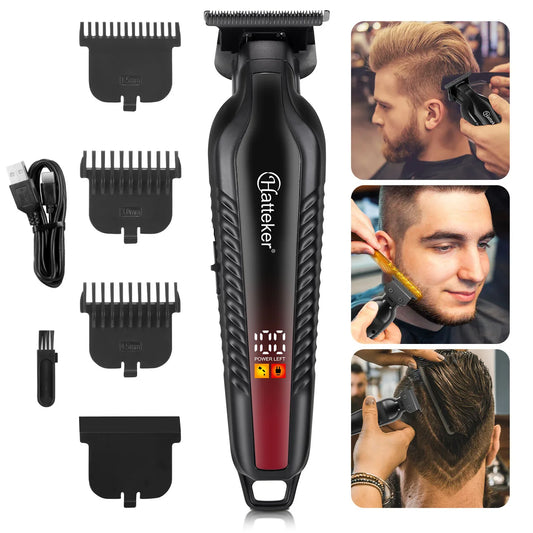 Hatteker Professional Beard Cutting Kit for Barbers Cordless USB Charging Hair Trimmer Clippers