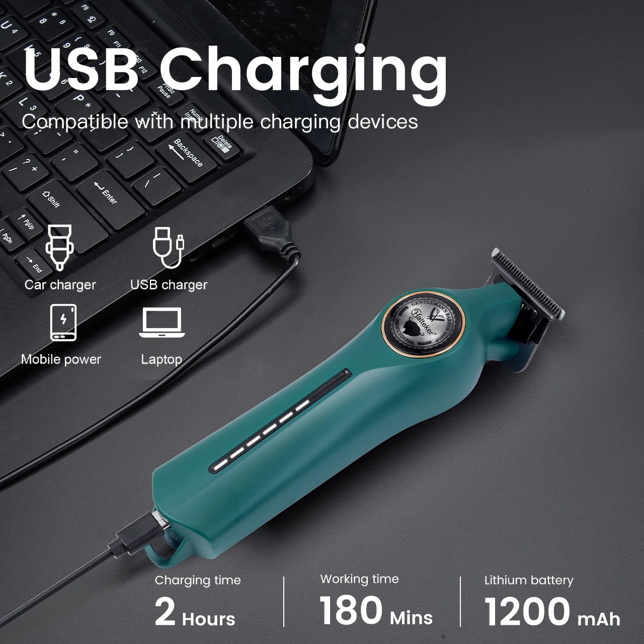 Hatteker New Electric Cordless Men Clippers Professional Hair Clippers Hair Trimmer Tool
