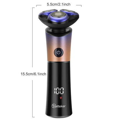 Hatteker Electric Shaver Mens Floating Rotary Blades Waterproof Rechargeable Professional 4 in 1 Facial Care Shaver