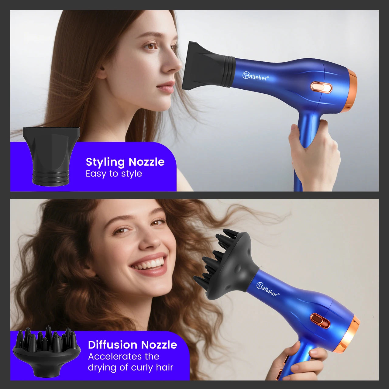 Hatteker HT-317 Professional  Hair Dryer Negative Ions Hair Dryer