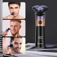 Load image into Gallery viewer, Hatteker Electric Shaver Mens Floating Rotary Blades Waterproof Rechargeable Professional 4 in 1 Facial Care Shaver

