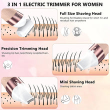 Load image into Gallery viewer, Electric Hair Removal for Women 3 in 1 Epilator Shaver for Legs Arms Underarms Bikini Public Hair Wet Dry Rechargeable
