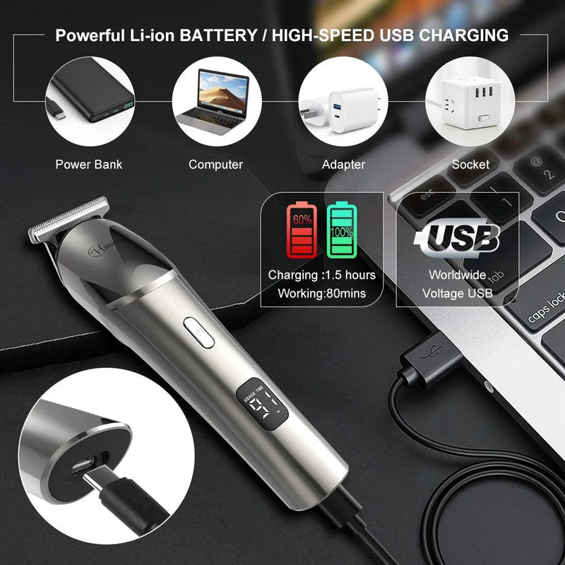 HATTEKER 6 in1 multifunction hair trimmer rechargeable wireless electric baber haircut - HATTEKER