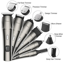 Load image into Gallery viewer, HATTEKER 6 in1 multifunction hair trimmer rechargeable wireless electric baber haircut
